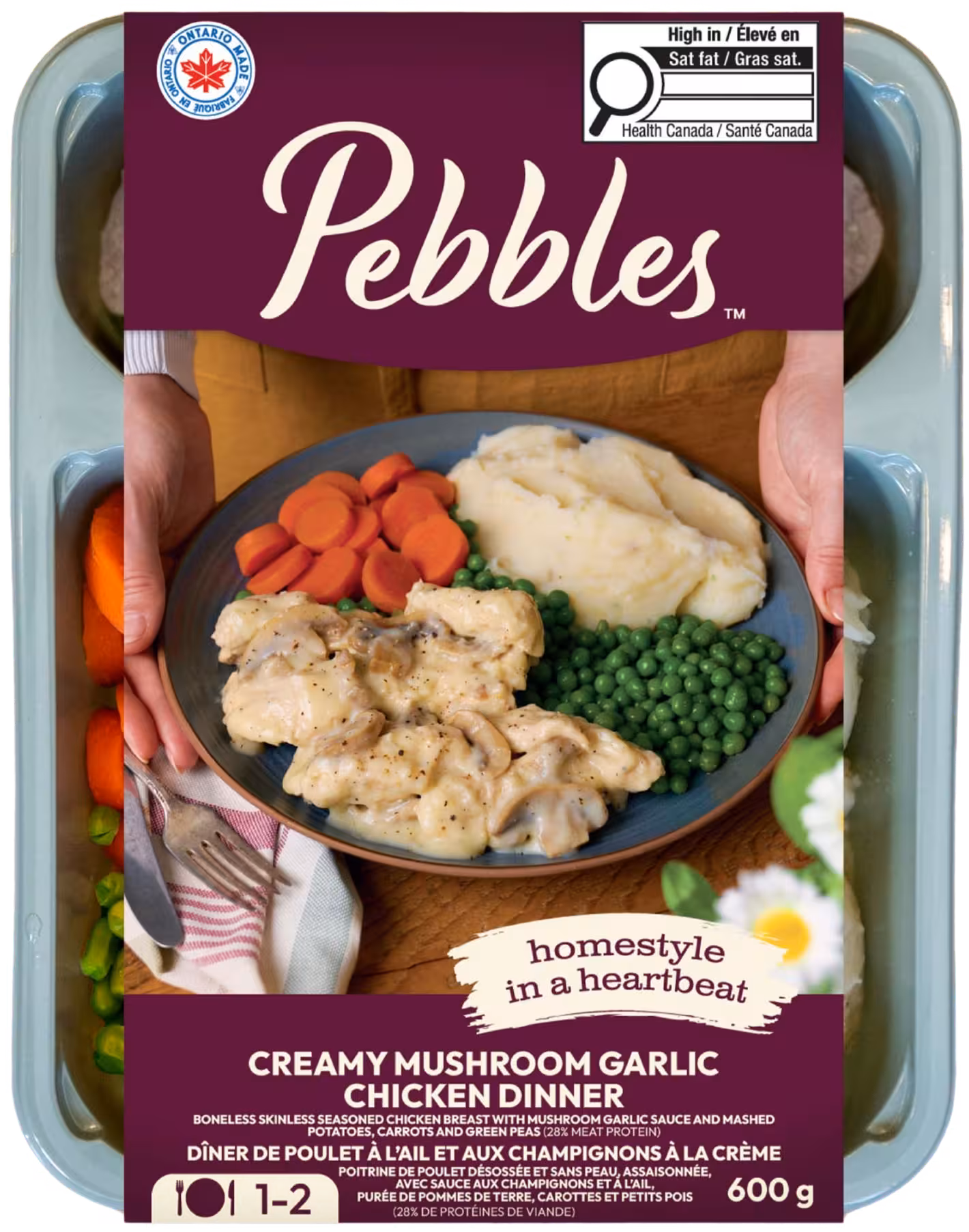 Creamy mushroom garlic chicken dinner package